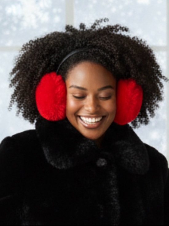 None Accessories - Red Faux Fur Earmuffs